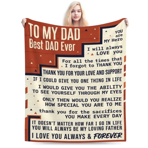 Gift for Dad Birthday, Dads Gift from Daughter Son, Father Birthday Present for Dads Who Want Nothing, Best Daddy Ever Gift, Father Flannel Blanket 50x40