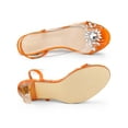 thumbnail image 5 of BLISSFUL STEP Women's Flower Rhinestone Slingback Clear Mid Heel Slip On Sandals Orange 9.5, 5 of 8