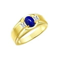 thumbnail image 3 of RYLOS Men's Rings 14K Yellow Gold Classic 7X5MM Oval Gemstone & Diamond Ring Lapis Lazuli September Birthstone Rings For Men, Gold Rings Size 13, 3 of 7