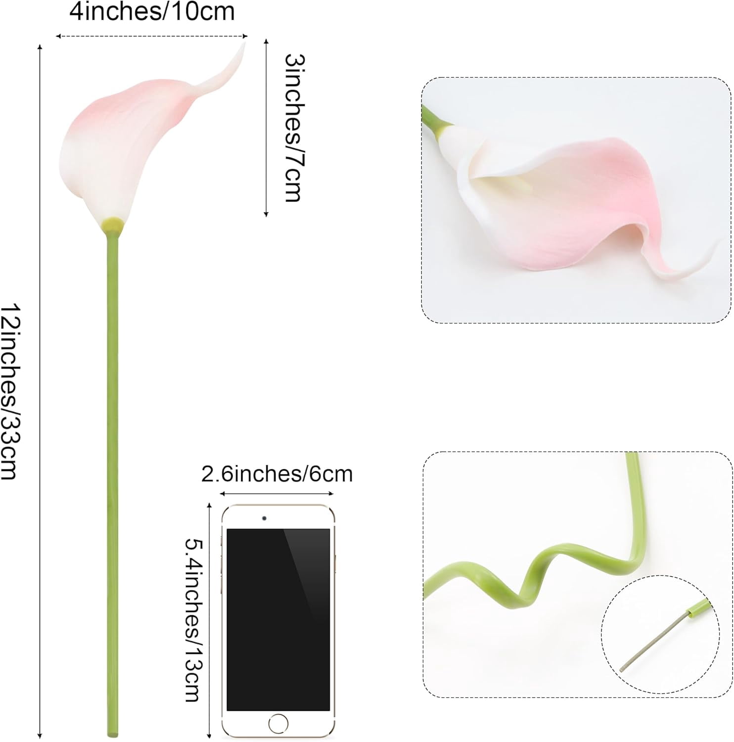 24 PCS Pink Fake Flowers Artificial Calla Lily Silk Flowers Real Touch for Mother's Day Easter Home Kitchen Decor Wedding Bouquet Office Spring Decoration