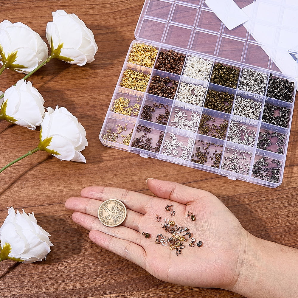 DIY Findings Kits including Iron Crimp Beads and Bead Tips Brass Crimp Beads and Wire Guardian Mixed Color 8x4mm Hole: 1.5mm