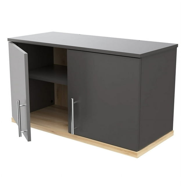 Inval Kratos en Bois Manufacturé Armoire de Rangement à 2 Portes Gris Foncé