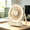 Lighted Beige, variant on Portable Desk Fan with LED Light, USB Rechargeable Personal Fan, Ultra Quiet 5-Speed Fan, 180° Adjustable Foldable Design, Digital Power Display, Mini Desktop Fan for Office, Bedroom, Home, Travel