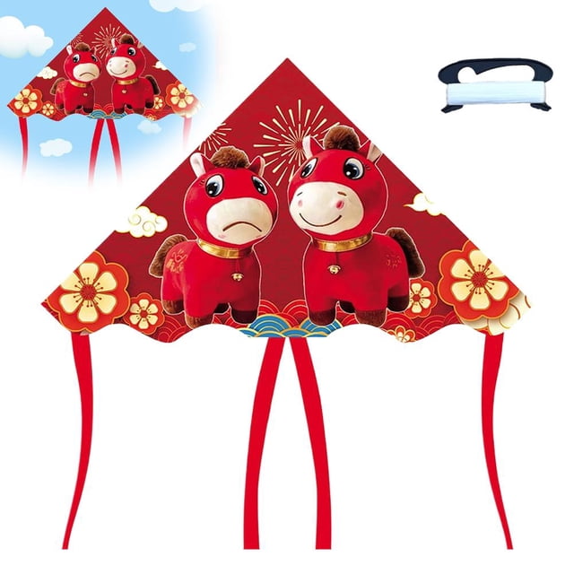 2026 Smiling Horse Theme Outdoor Kite Toy for Children, with 100-meter String, Cartoon Plastic Material, Suitable for Interactive Games