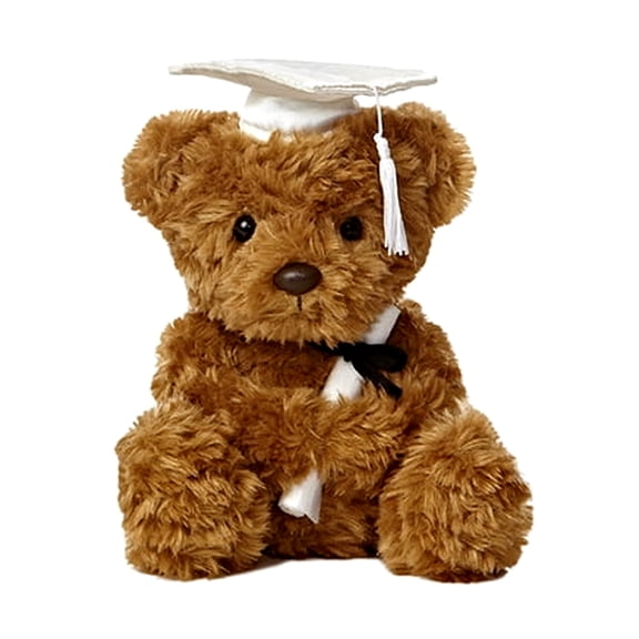 Aurora - Small White Cap Graduation - 7" Wagner Bear - Commemorative Stuffed Animal