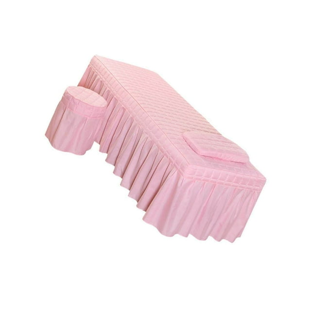 pitrice Soft Beauty Massage Bed Sheet With Pillowcase and Stool Cover Pink