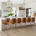 thumbnail image 4 of ANMINY Counter Height Bar Stools Set of 3, 26" Seat Height Upholstered Linen Fabric Swivel Barstools with Mid-Back Modern Chairs Island Stools for Home Bar Kitchen Pub, 4 of 12