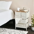 thumbnail image 3 of Household Essentials Victoria Dresser Nightstand Storage Organizer with 4 Beige Drawers White Metal Frame and Coastal Oak Rustic Wood Grain Top, 3 of 7