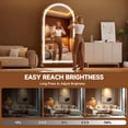 thumbnail image 3 of Hasipu 67" x 40" Arched Full Length LED Mirror with Wheels, Dimmable Lighted Home Gym Mirror, 3 Color Temperatures & Adjustable Brightness, Rolling Floor Mirror for Bedroom, Yoga Studio, Home Gym, 3 of 7