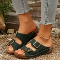 thumbnail image 4 of IUJSOY Womens Wedge Sandals Double Buckle Slip on Slippers Comfortable Arch Support Walking Shoes, 4 of 9
