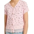 thumbnail image 3 of Justice Girls Lace Trimmed Button Front T-Shirt, Sizes XS-XLP, 3 of 4