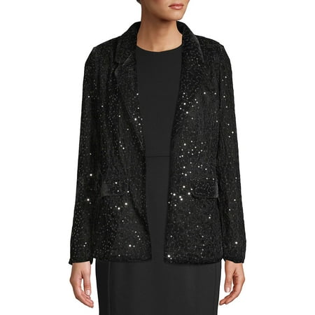 Jones New York Black Blazer - Sequin Velvet Blazer