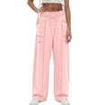 thumbnail image 6 of Resicozy Barrel Sweatpants Women Casual Elastic Drawstring Waist Wide Leg Sweatpant with Pockets Lounge Baggy Pants Pink XL, 6 of 6