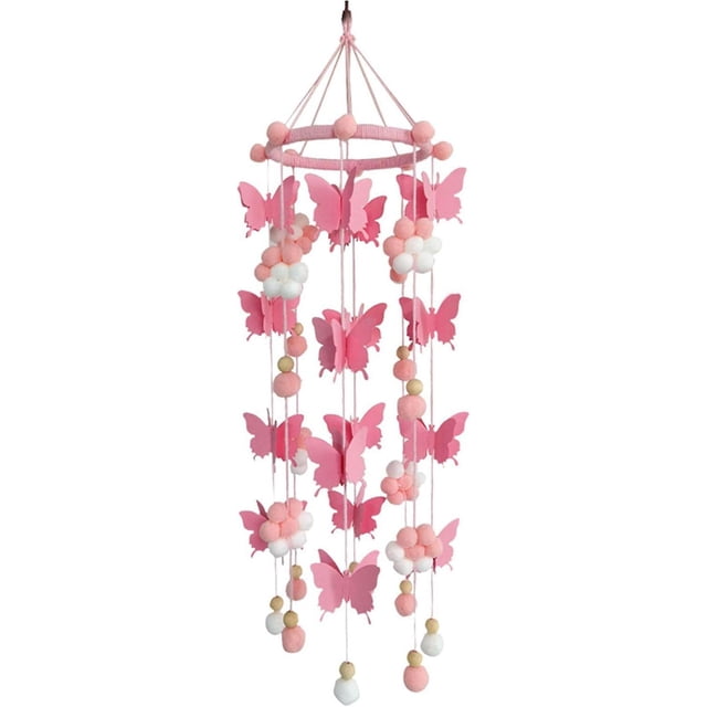 Baby Crib Mobile Cute Butterfly Felt Ball Mobile Ceiling Mobile H