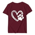 thumbnail image 5 of WREESH Womens Fashion T-Shirts Valentine's Day Causal Round Neck Heart Printing Blouse Short Sleeve T-Shirt Summer Tops Pullover Wine, 5 of 5