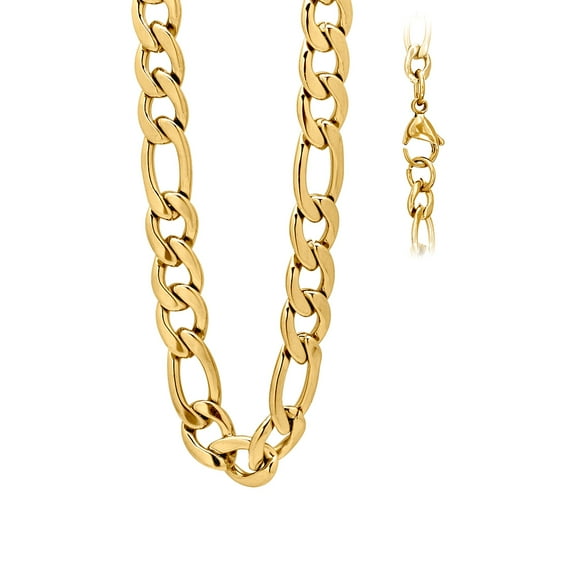 Yellow Stainless Steel Unisex 5mm 18 Inch Figaro Fashion Link Chain Necklace Chain Necklace for Women and Men