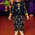 thumbnail image 2 of Mercatoo Kids Girls 2 Piece Outfit Fall Long Sleeve Halloween Pumpkin Graphic Sweatshirts Sweatpants Boys Joggers Workout Set, 2 of 8