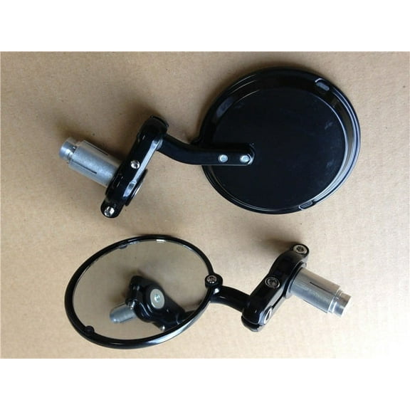 HTT-MOTOR New 1 Inch Bar End Round Mirrors For Honda Kawasaki Suzuki Yamaha Ducati Black