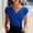 Blue, variant on Women's Stylish Short Sleeve V-Neck Wrap T-Shirt – Minimalist Cross Front Solid Color Elegant Summer Blouse for Office Black,M