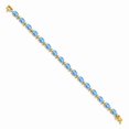 thumbnail image 2 of Real 14kt Yellow Gold Blue Topaz Chain Bracelet; 7 inch; for Adults and Teens; for Women and Men, 2 of 2