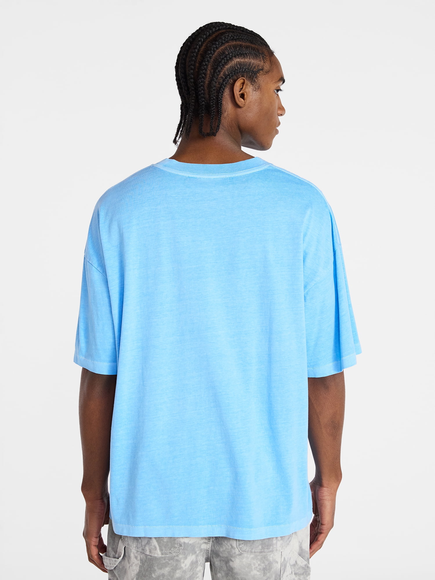No Boundaries Men's Oversized Boxy Tee with Short Sleeves, XS-4XLT