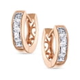 thumbnail image 2 of Bling Jewelry Womens Unisex Small CZ Hoop Earrings in Gold-Plated Sterling Silver Multi-Color Options, 2 of 5
