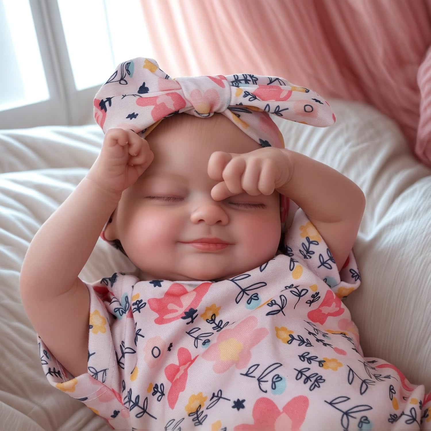RSG 17 Inch Reborn Dolls with Soft Cloth Body Newborn Sweet Smile Sleeping Dolls Doll Girl with Gift Box for Cuddling, Role Playing and Collection