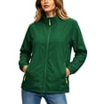 thumbnail image 3 of Women's Loose Fit Stand Up Collar Zip Up Solid Color Jackets Outerwear Comfy Lightweight Outdoor Casual Daily Wear | CSEONE,Green M, 3 of 9