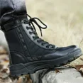 thumbnail image 4 of Botas de desierto para hombre, botas altas negras a la moda de Color sólido para hombre, Botas de senderismo informales para exteriores, botas impermeables con cordones, zapatos de trabajo, 4 of 4