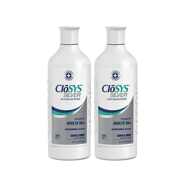 CloSYS Silver Fluoride Mouthwash, Gentle Mint, for Adults 55+, Alcohol