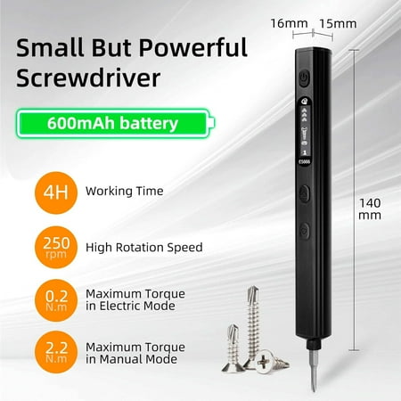 ES666 Electric Screwdriver Set Cordless Rechargeable Screwdriver Auto/Sensor/Fixed Mode Precision Power Screwdriver with 30 Magnetic Bits 7 Torque Gears Max 2.2N.m Repair Tool for Electronics