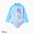 thumbnail image 1 of Disney Frozen Elsa Girls Rash Guards, Graphic Long Sleeves Princess Swimsuits Summer Bathing Suits Sizes 2-6T, 1 of 7