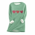 thumbnail image 2 of Jinhomg Novelty Cute Sweatshirt for Women Holiday Casual Heart Print Fleece Loungewear Tops Winter Soft Cozy Long Sleeve Crewneck Sleepwear Green L, 2 of 3
