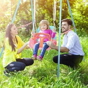 G TALECO GEAR 3-in-1 Toddler Swing Sets for Backyard, Comfy Baby Swing Outdoor Indoor, Kids Swing with Metal Stand, Pink