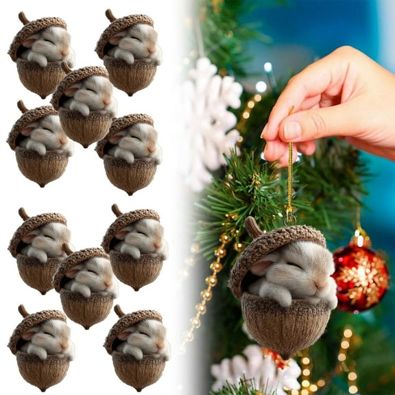Forest Animal Acorn Ornaments – Cozy Forest Christmas Ornaments, Acrylic Cute Forest Animal Christmas s Hanging Decorations,Rustic Nature-Themed Home Decor, Animal Lovers Gift,acorn ornaments Mouse