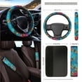 thumbnail image 3 of Jeiento Floral Dragonfly Car Seat Cover Set 15PCS with Auto Steering Wheel Cover Seat Belt Strap Pads Cup Coasters Trash Bag Air Vent Storage Bag Rearview Mirror Cover Keychain Auto Interior Decor, 3 of 7