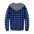 thumbnail image 4 of Bysome Men Hoodies Plaid Print Long Sleeve Hooded Tees Autumn Thermal Men Hoodie Size L Blue, 4 of 8