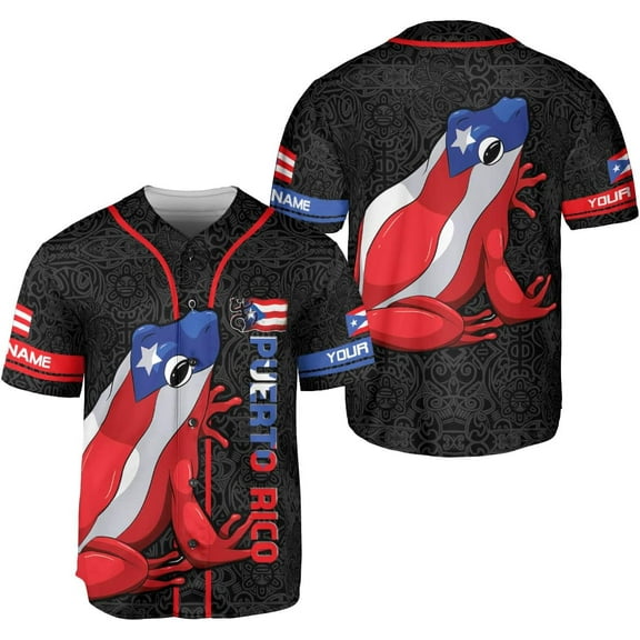 Personalized Puerto Rico Baseball Shirt, Customized Team Name Puerto Rican Baseball Jersey for Men (S)