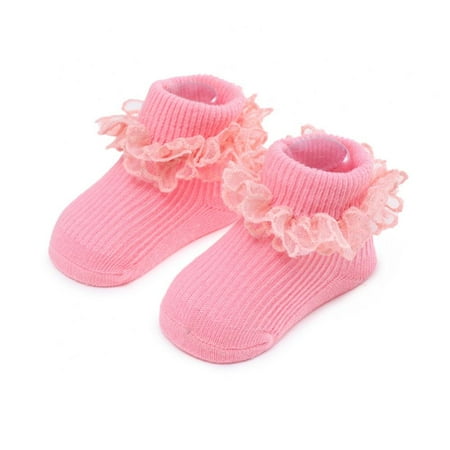

Non Slip Toddler Socks with Ruffles Eyelet Frilly Socks for Baby Girls Infant Lace Grip Socks
