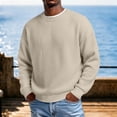 thumbnail image 4 of Rvwovn Men's Ribbed Crewneck Sweater Long Sleeve Thick Thermal Loose Fit Fall Winter Pullover Top, 4 of 7