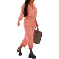 thumbnail image 3 of Enwejyy Women's Cotton Linen Pocket Elastic Waist Long-Sleeved Belt One-Piece Cropped Jumpsuit Plus Size M-5XL, 3 of 3