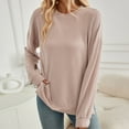 thumbnail image 5 of hotojiny Long Sleeve Sweatshirts for Women Fall Crew Neck Ribbed Knit Pullover Tops Side Slit Casual Loose Tunic Tops, 5 of 6