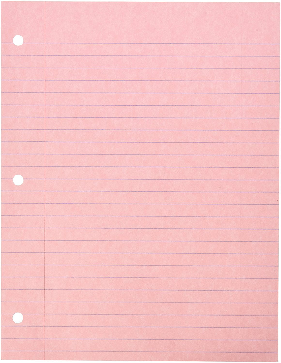 087155 3 hole punched notebook filler paper 8 1 2 x 11 pink pack of 100 sold as a pack of 100 sheets in pink only by school specialty walmart com