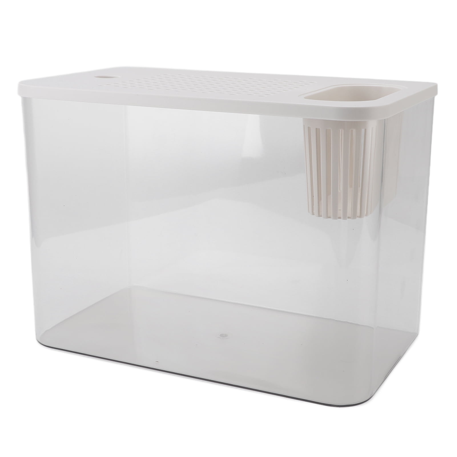YAHHU Small Plastic Clear Micro Landscape Desktop Aquarium Fish Tank for Goldfish Betta Turtle, White, 12.4x7.1x8.9 inches / 31.6x18x22.5 cm