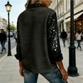 thumbnail image 6 of Miluxas Women's Sequin Tops Button Down Sparkle Shirts Casual Long Sleeve Blouses Glitter Casual Outerwear Tops Dark Gray S(S), 6 of 6