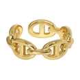 thumbnail image 5 of Anillo abierto de plata de ley S925 con textura de cadena de nariz de cerdo Joker minimalista con diseño de nicho para mujer, 5 of 5