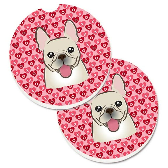 French Bulldog Hearts Cup Holder Car Coasters - Set of 2