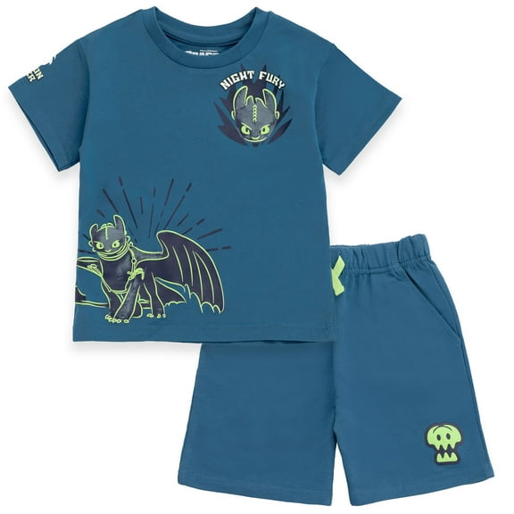 DreamWorks How to Train Your Dragon Toothless T-Shirt and French Terry Shorts Outfit Set Toddler to Big Kid