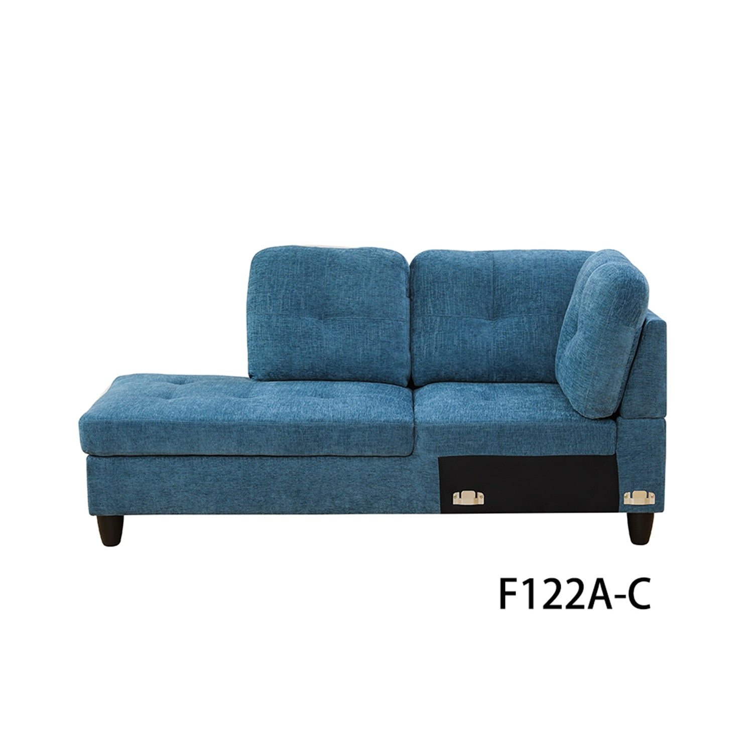Hommoo 4 Seat Living Room Furniture Sets, Flannel Sectional Sofa, Modern L-Shaped Couches and Sofas Set for Home, Black(No Ottomans)