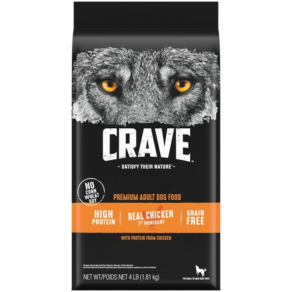 Crave Grain Free Adult Dry Dog Food With Protein From Chicken, 4 Lb. Bag